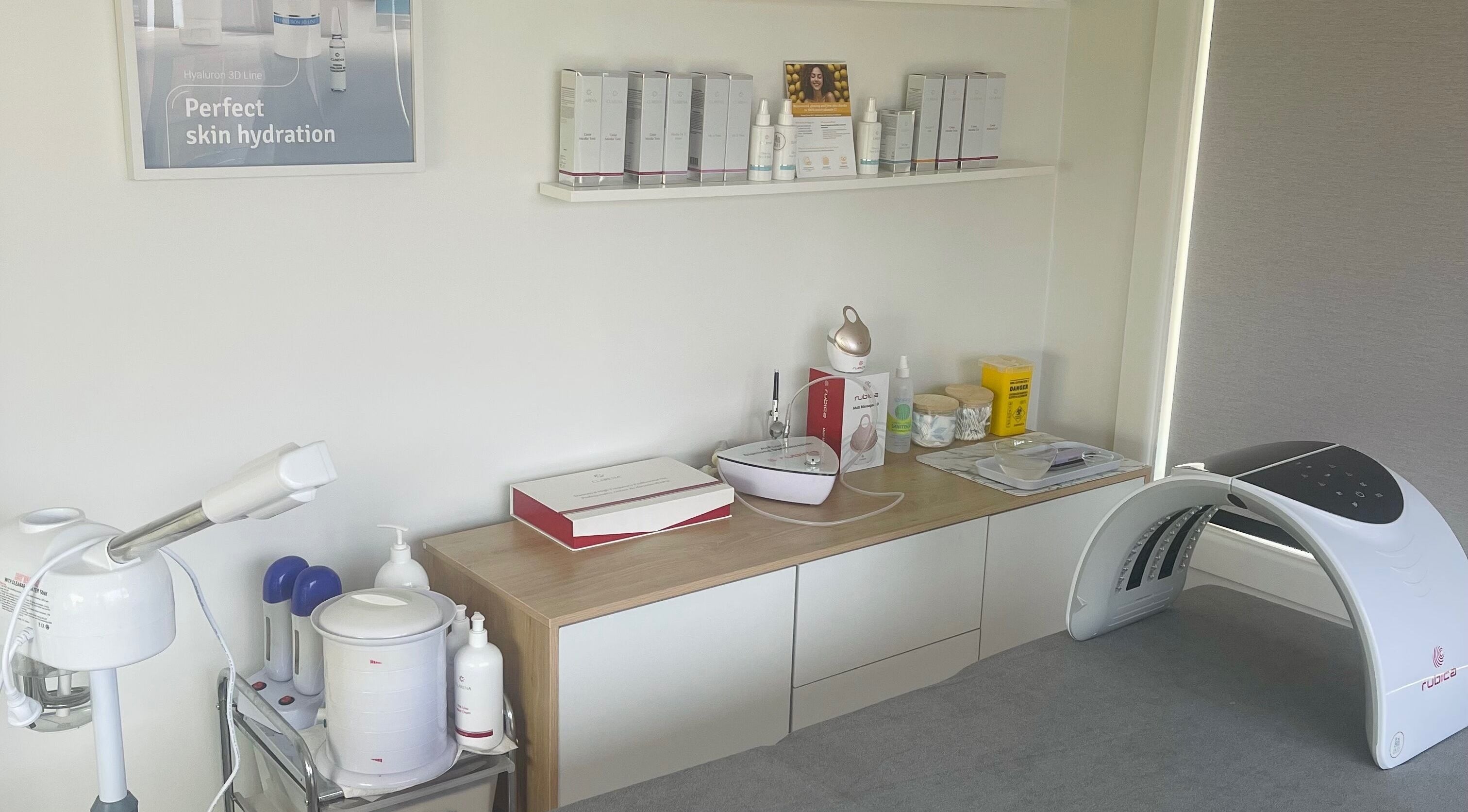 Professional skincare setup at Skin Effect, Christchurch, Canterbury, NZ, showcasing modern treatment devices.