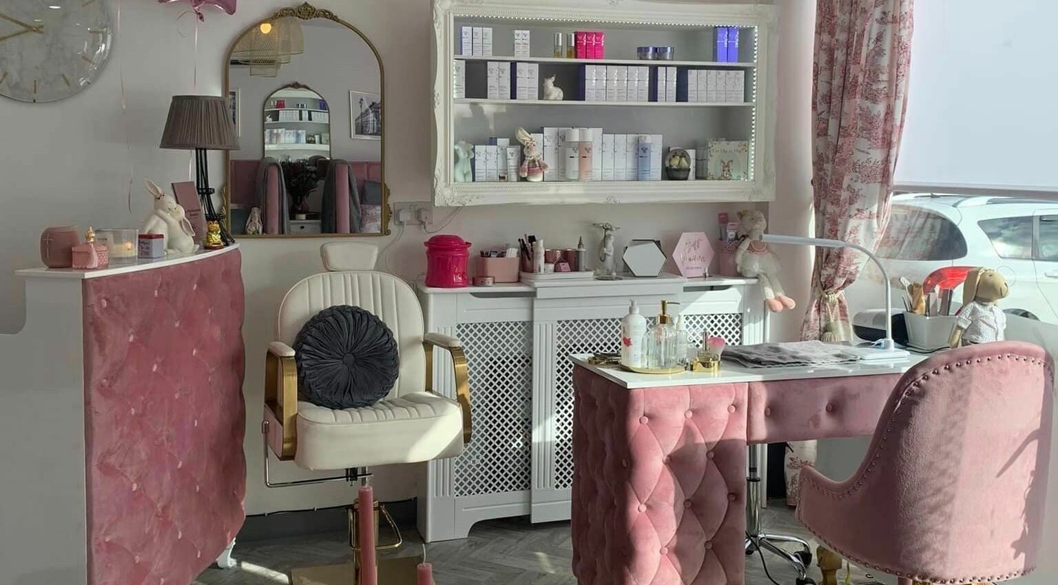 La Parisienne Beauty salon interior with elegant decor in Heald Green, England, GB.