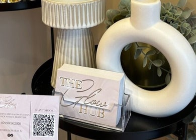 Chic display of The Glow Hub's elegant decor and business card in Black Notley, England, GB.