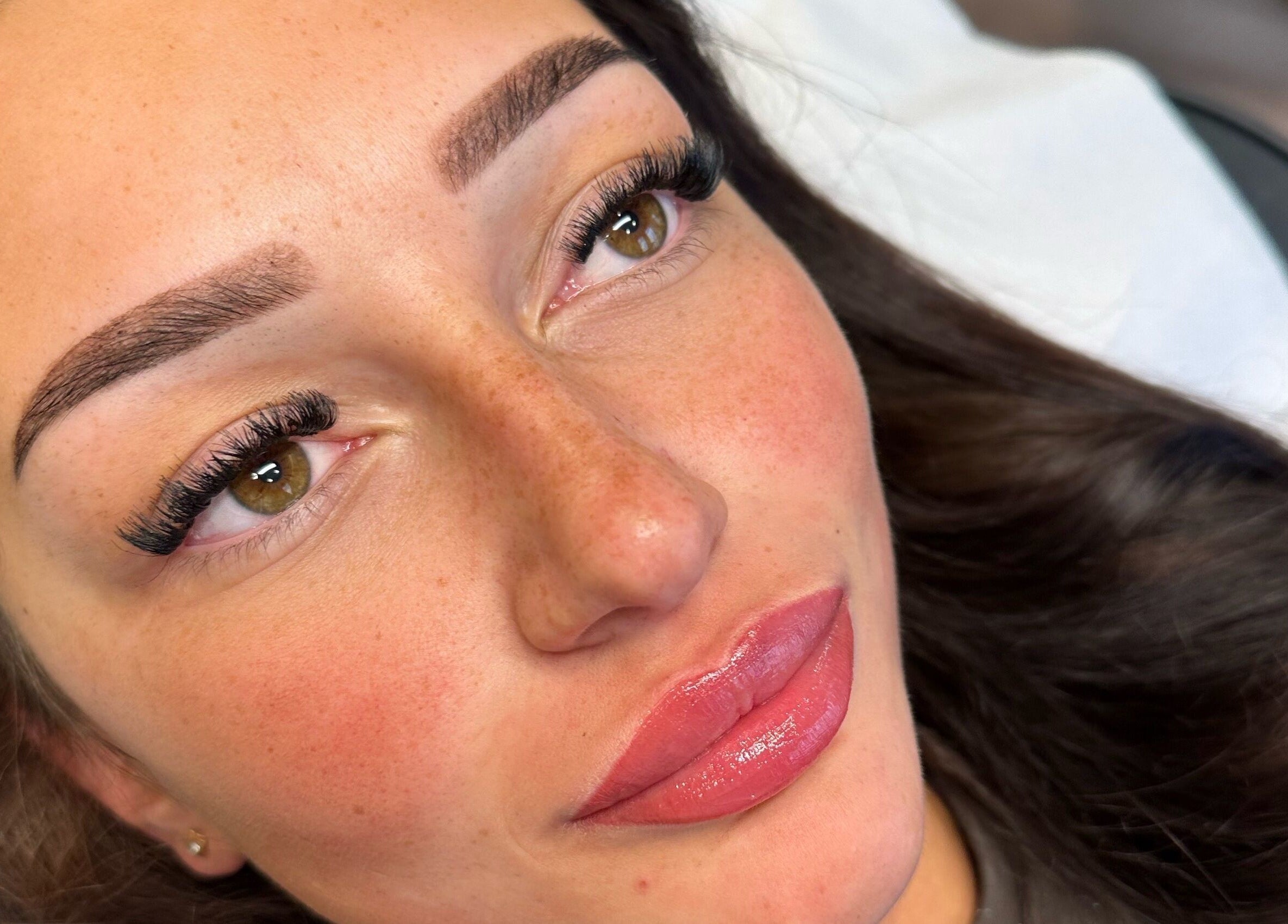 Close-up of expertly styled eyelashes at The Glow Hub in Black Notley, England, GB.