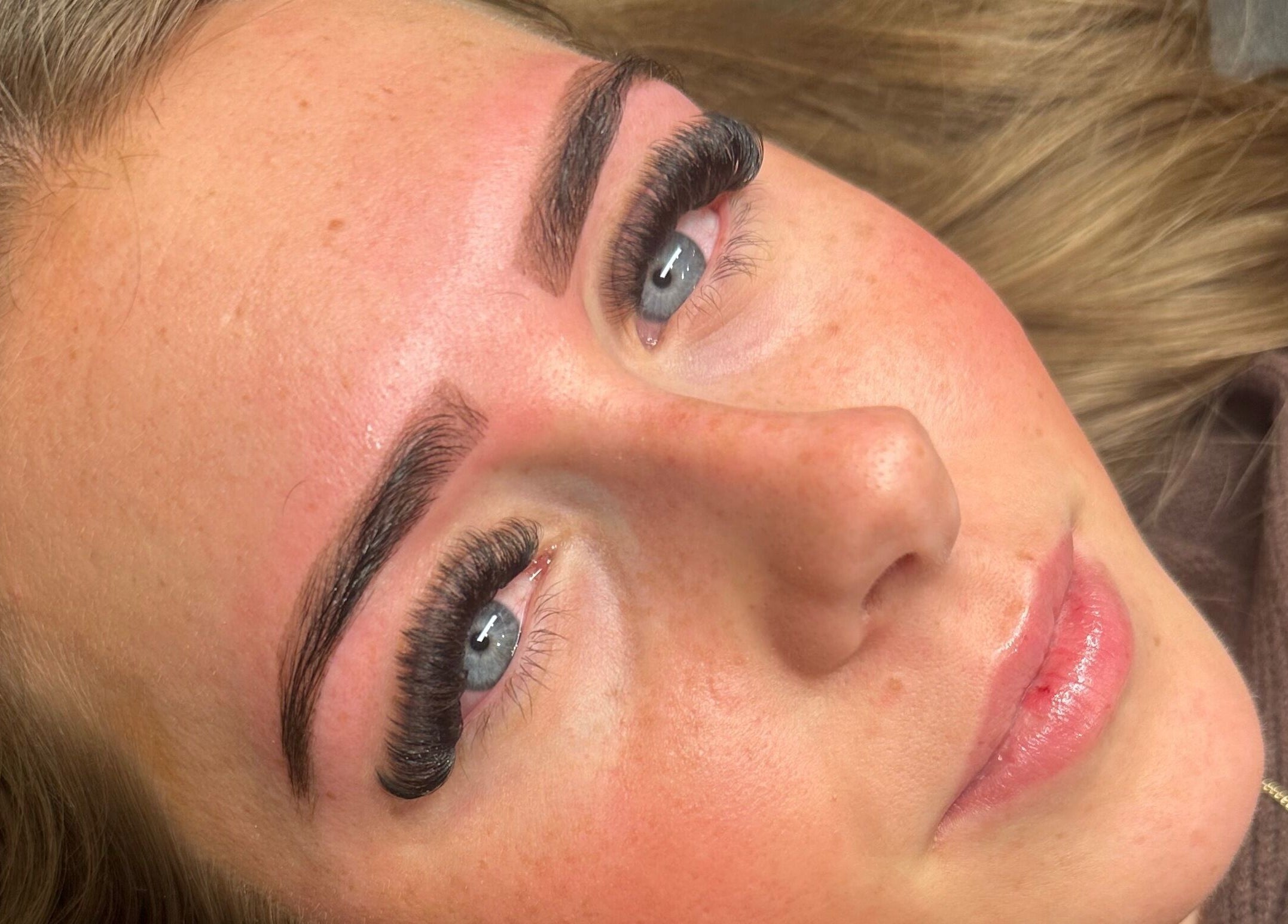 Close-up of elegant lashes at The Glow Hub, Black Notley, England, GB.