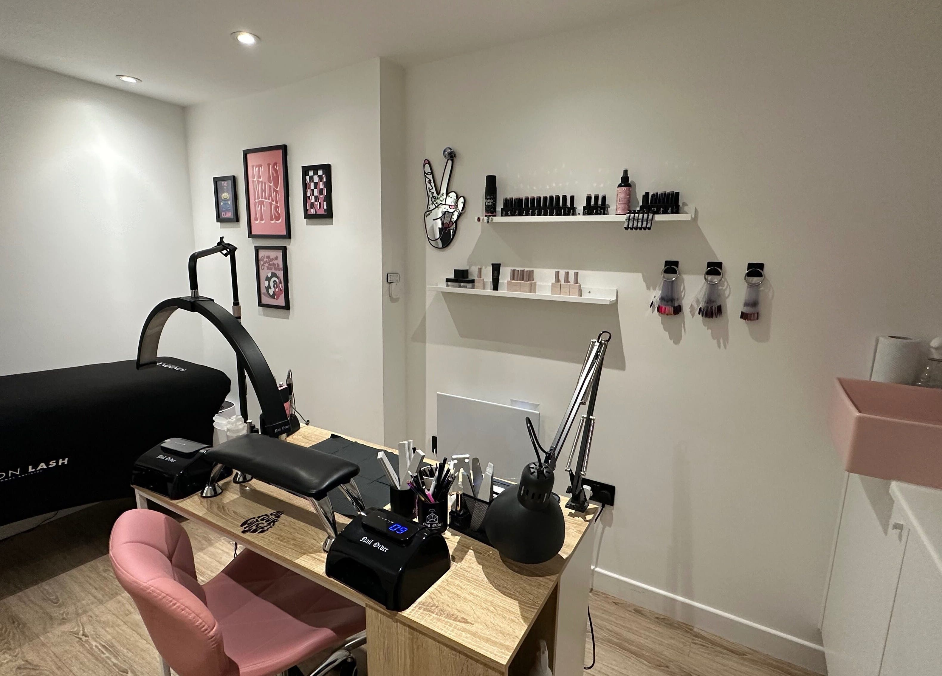 Cured by Beth beauty room in Edinburgh, Scotland, GB showcasing modern decor and nail station.