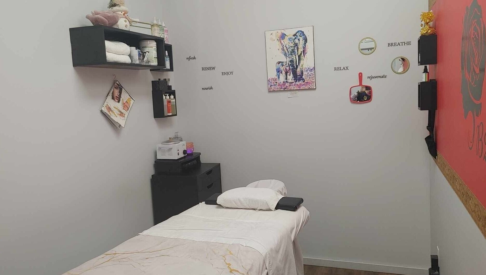 Tranquil treatment room at Beast 2 Beauty Bar (Medi-Spa), Williams Lake, British Columbia, CA.