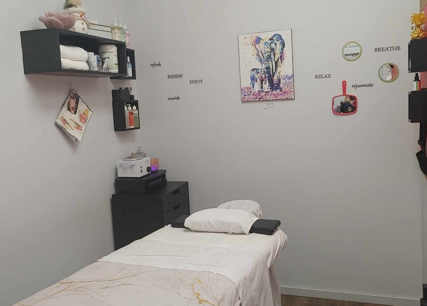 Tranquil treatment room at Beast 2 Beauty Bar (Medi-Spa), Williams Lake, British Columbia, CA.