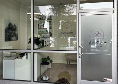 Entrance of ILash by Lupe in Knoxville, Tennessee, US, showcasing elegant decor and welcoming ambiance.