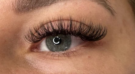 Close-up of elegant eyelash extensions at Em’s Lashes and Beauty, Lowestoft, England, GB.