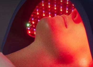 LED light therapy at The Glow Box Aesthetics, West Allis, Wisconsin, US, promoting skin rejuvenation.