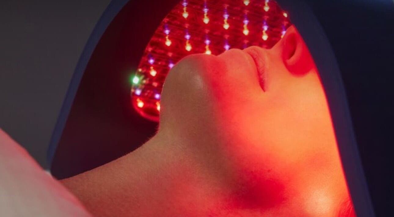 LED light therapy at The Glow Box Aesthetics, West Allis, Wisconsin, US for rejuvenating skincare treatment.