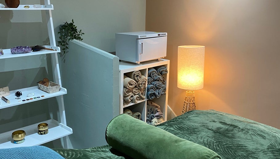 Relaxing therapy room at Paula Aesthetics & Holistics, North Houghton, England, GB.