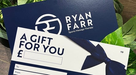 Ryan Farr Sports Massage Therapy gift voucher in Moira, Northern Ireland, GB on a leafy background.