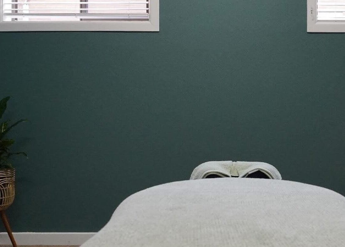 Tranquil massage room at Sunday Ridge Remedial in KINFOLK Colac, Colac, Victoria, AU with a comfortable massage table.