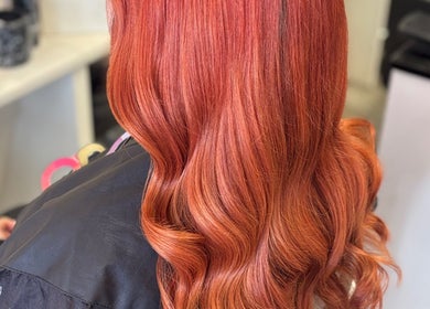 Vibrant copper hair styled in waves at ALS Hair, Clonmel, County Tipperary, IE.