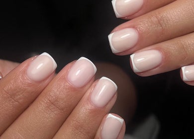 Stylish French manicure at BKlima Beauty in Basildon, England, GB shows pristine nail artistry.