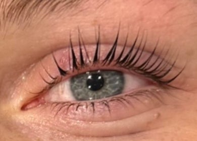 Close-up of perfectly curled lashes at BKlima Beauty, Basildon, England, GB.