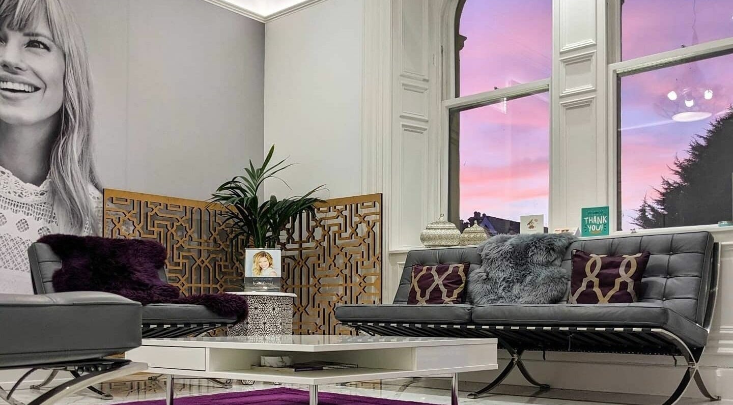 Chic lounge area at BeautiPhi Medispa in Colne, England, GB with luxurious seating and decor.