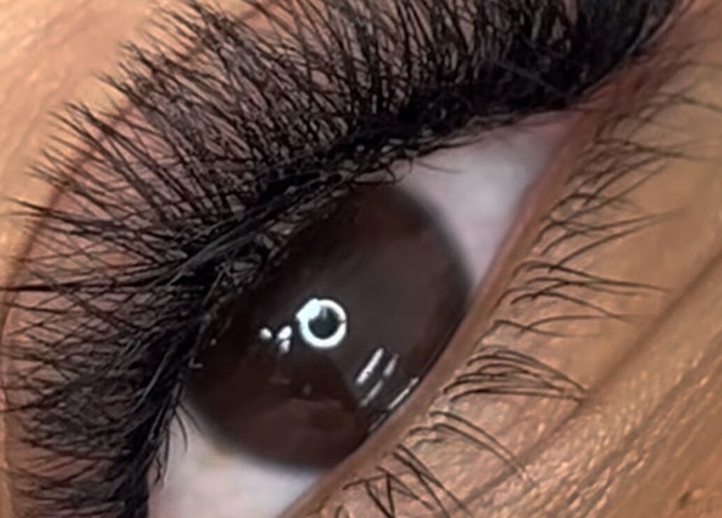 Close-up of stunning lash extensions at Lashlab (home based), Houghton Regis, England, GB.