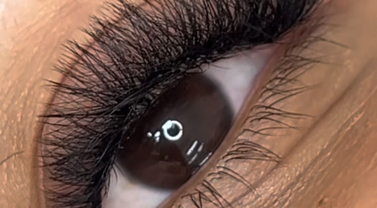 Close-up of stunning lash extensions at Lashlab (home based), Houghton Regis, England, GB.