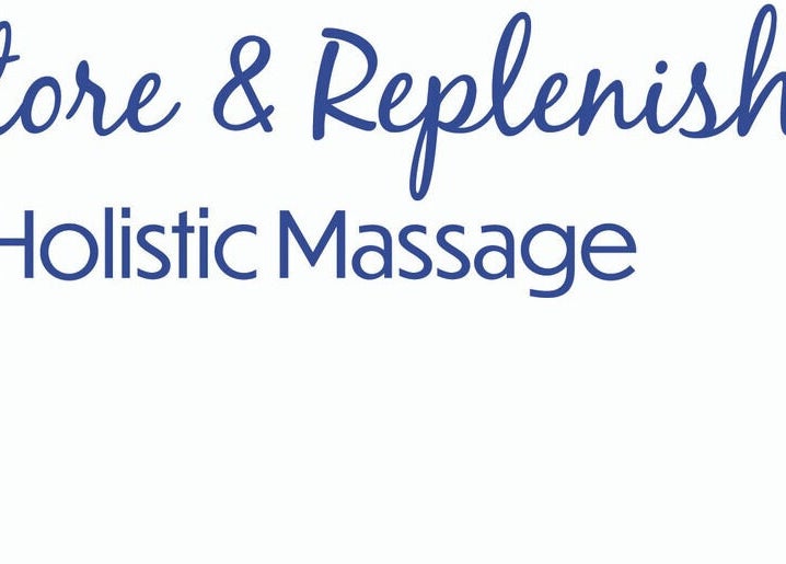 Logo of Restore & Replenish Holistic Massage in Reigate, England, GB, in calming blue script.