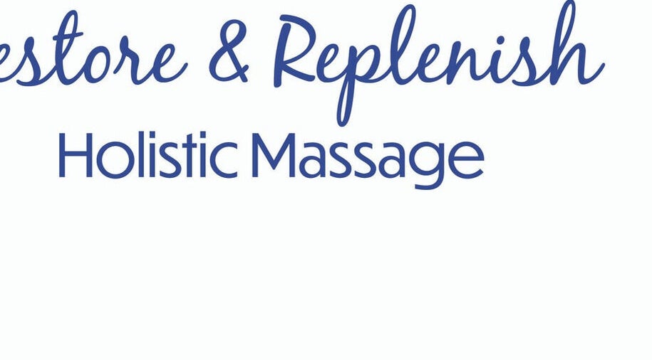 Logo of Restore & Replenish Holistic Massage in Reigate, England, GB, in calming blue script.