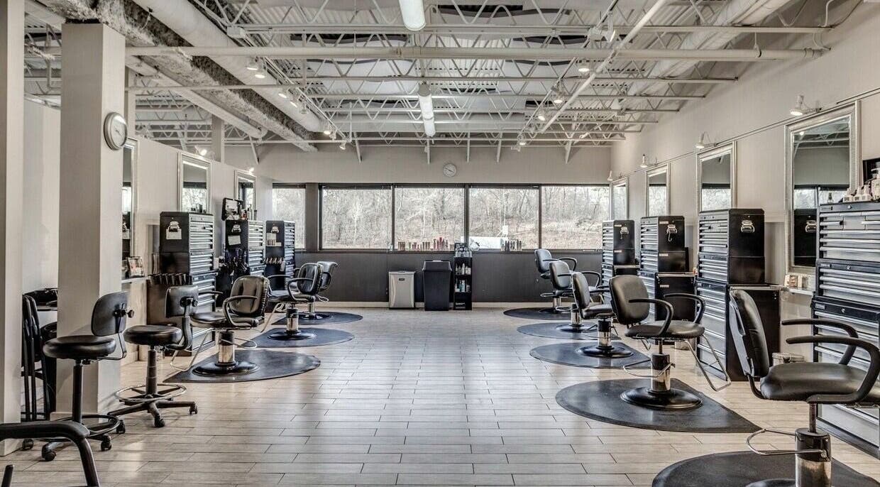 Spacious and modern salon interior at Sakada in Minnetonka, Minnesota, US.