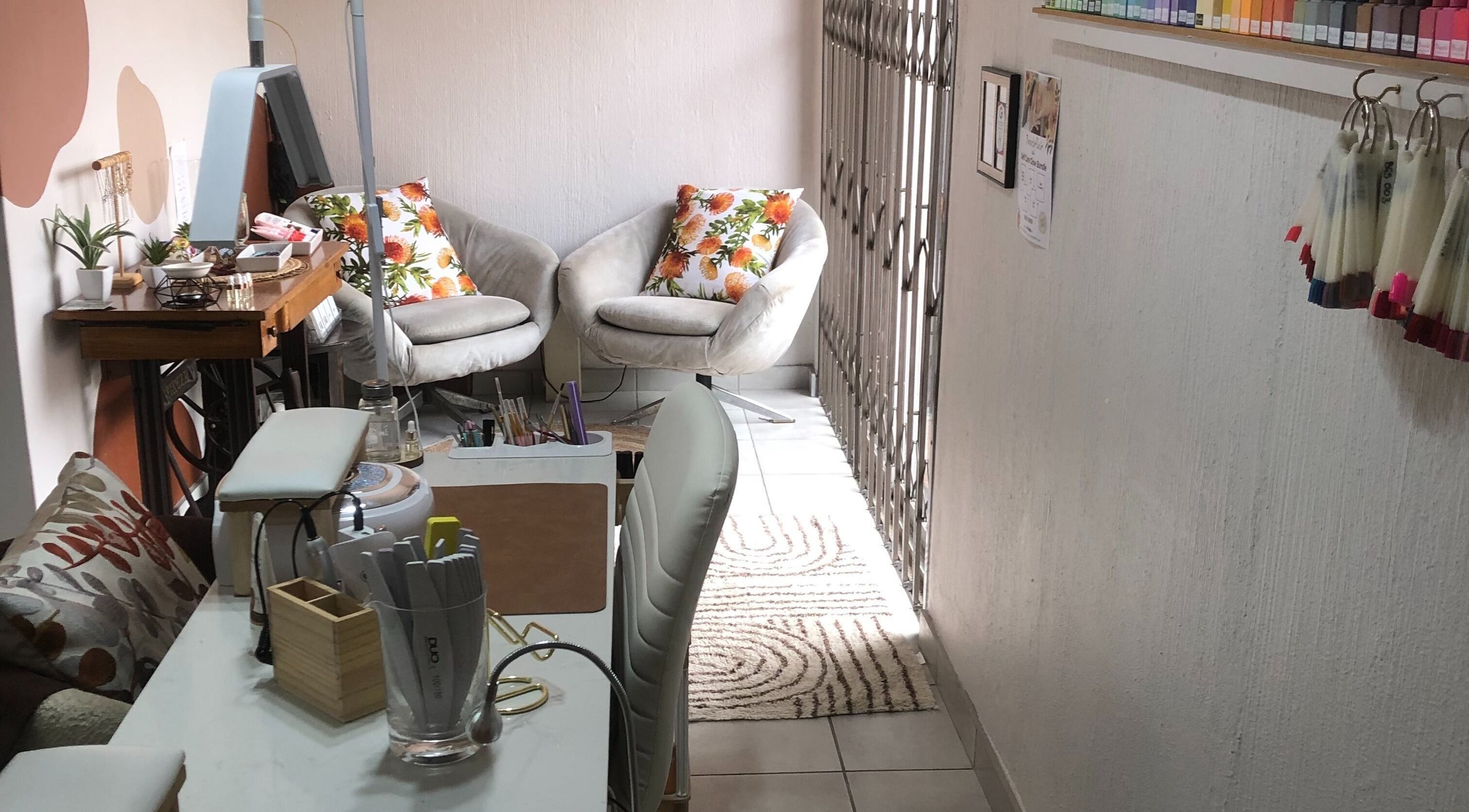 Inviting Beautyflair salon space with plush chairs and decor in Randburg, Gauteng, ZA.