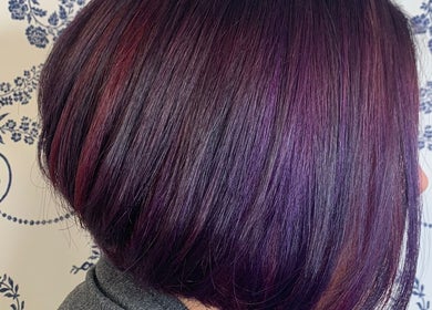 Vibrant purple hairstyle by Hair by Alanna, Halstead, Essex, GB, showcasing intricate color blending.