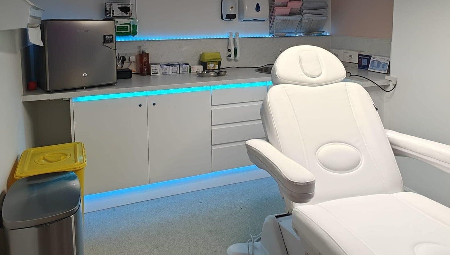 Modern treatment room with chair at The Gorgeous Clinic, Blackpool, England, GB.