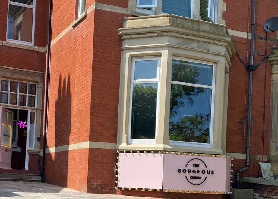 Exterior view of The Gorgeous Clinic in Blackpool, England, showcasing the inviting front entrance.
