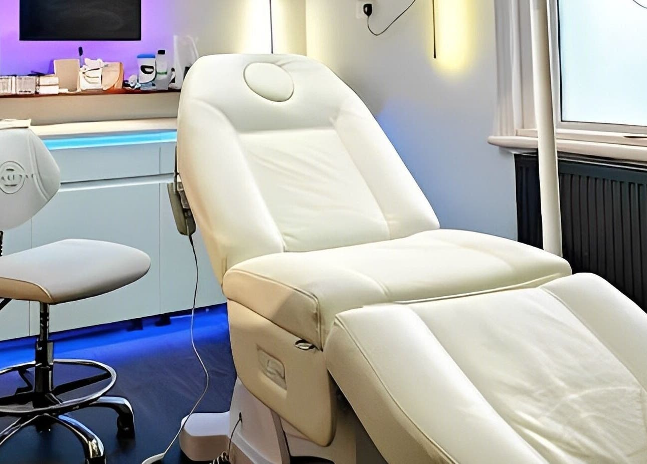 Luxurious treatment chair at The Gorgeous Clinic, Blackpool, England, GB, offering serene wellness experiences.