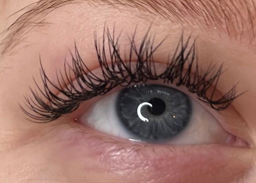 Close-up of enhanced lashes at Gallery of Wellbeing, Hereford, England, GB.