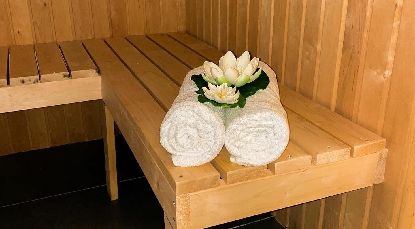 Relaxing spa sauna with towels and flowers at Classics of Massage Spa, Dubrovnik, Dubrovačko-neretvanska Županija, HR.