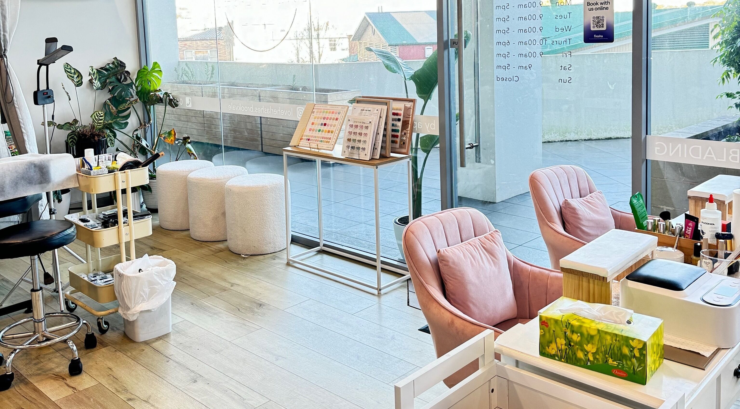 Stylish interior at Love Her Lashes & Nails, Brookvale, New South Wales, AU, with plush seating and modern decor.