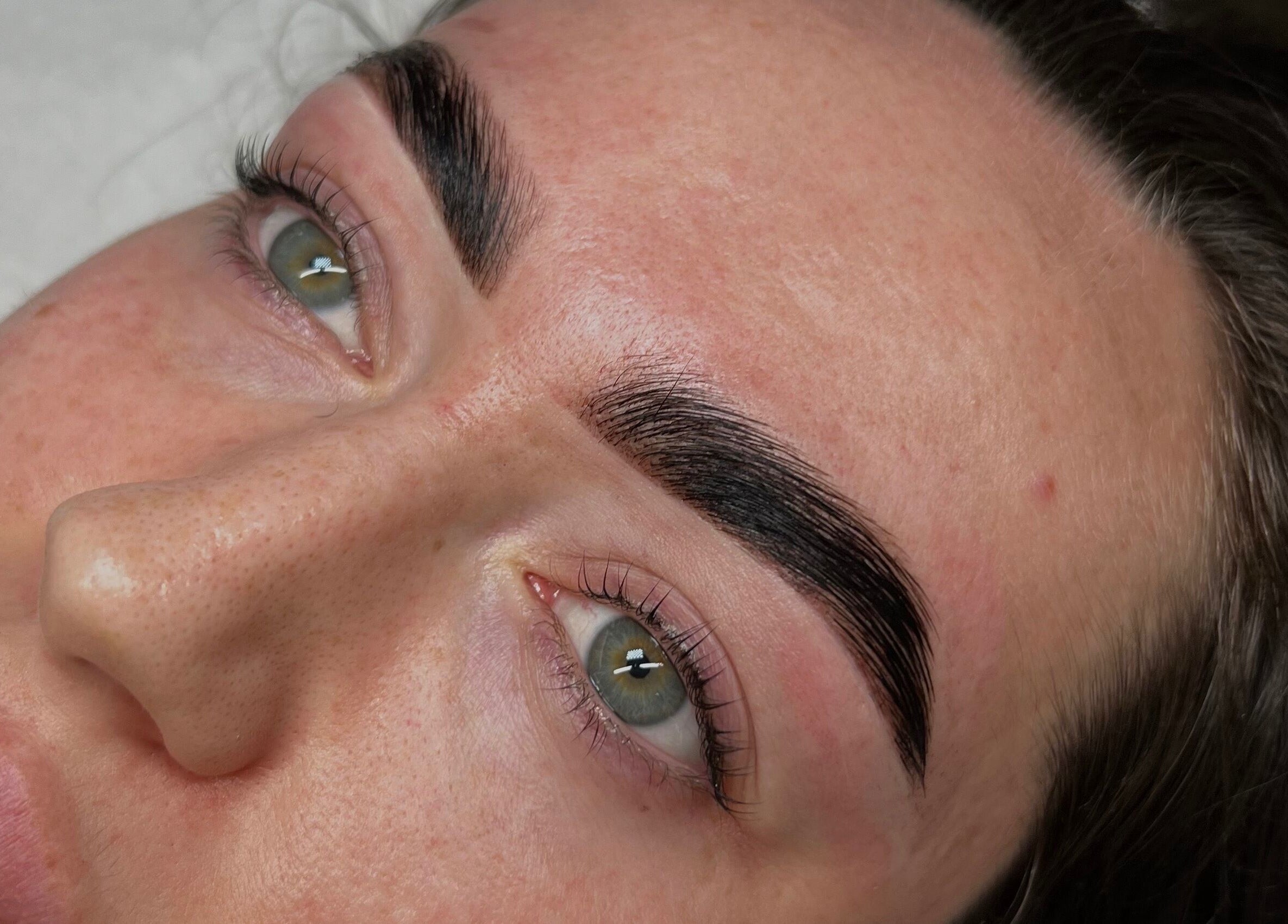 Close-up of expertly shaped brows at LJW Brows in Stoke-on-Trent, England, GB, showcasing flawless beauty.
