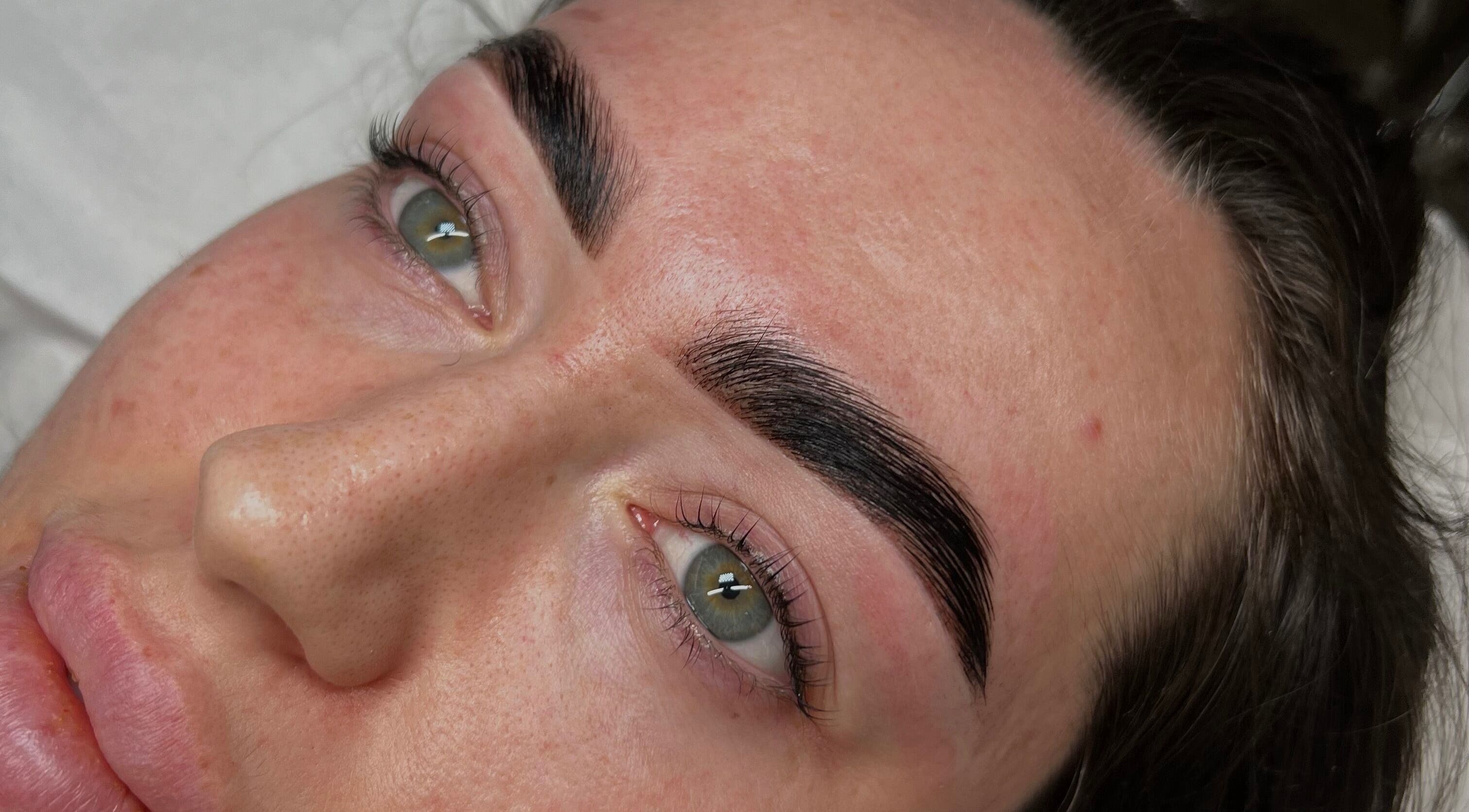 Close-up of expertly shaped brows at LJW Brows in Stoke-on-Trent, England, GB, showcasing flawless beauty.