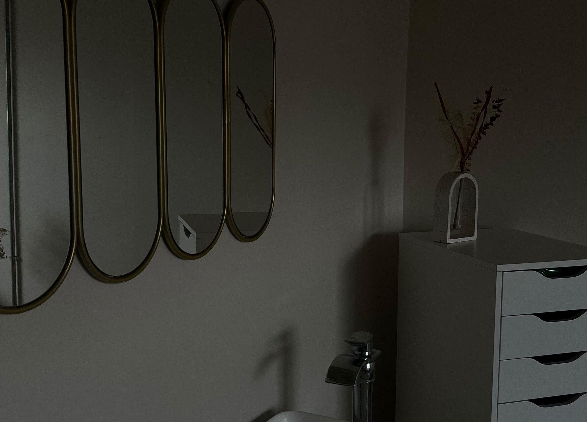 Elegant mirrors and chic decor at LJW Brows, Stoke-on-Trent, England, GB showcasing a serene ambiance.