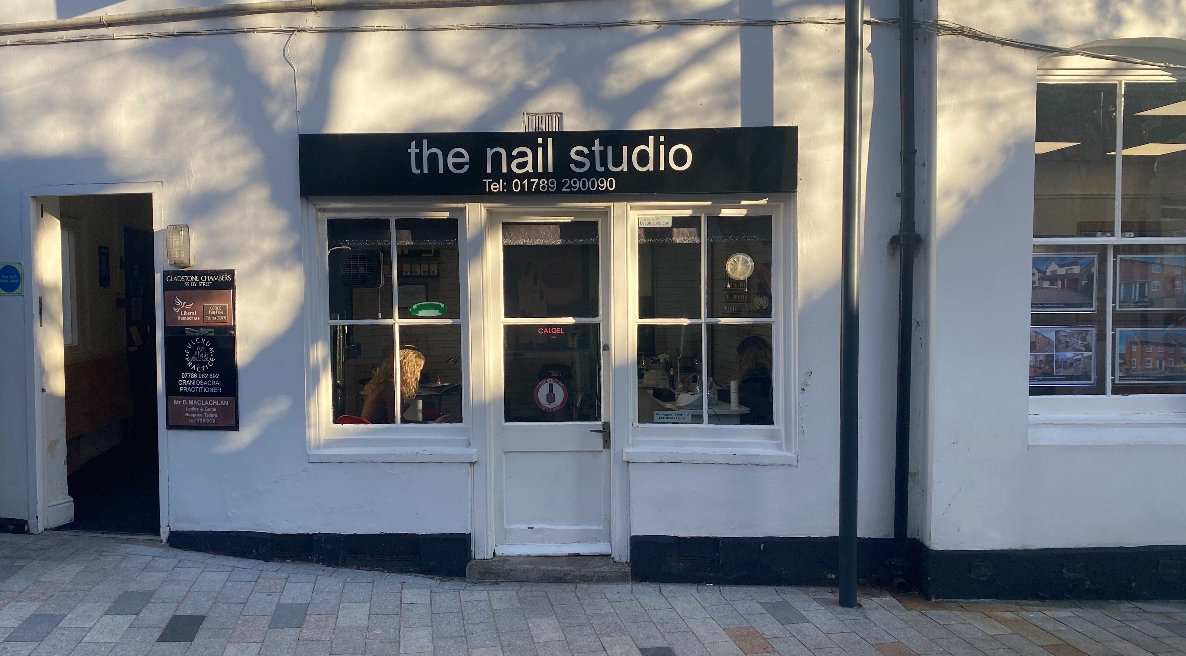 The Nail Studio entrance in Stratford-upon-Avon, England, GB, featuring a welcoming façade.