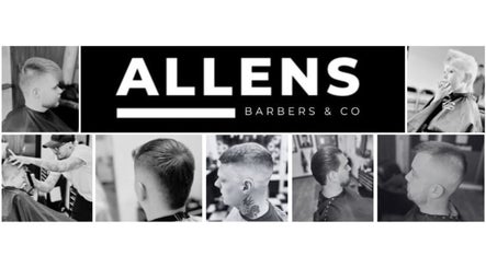 Collage of trendy haircuts at Allens Barbers & Co in Southampton, England, GB.
