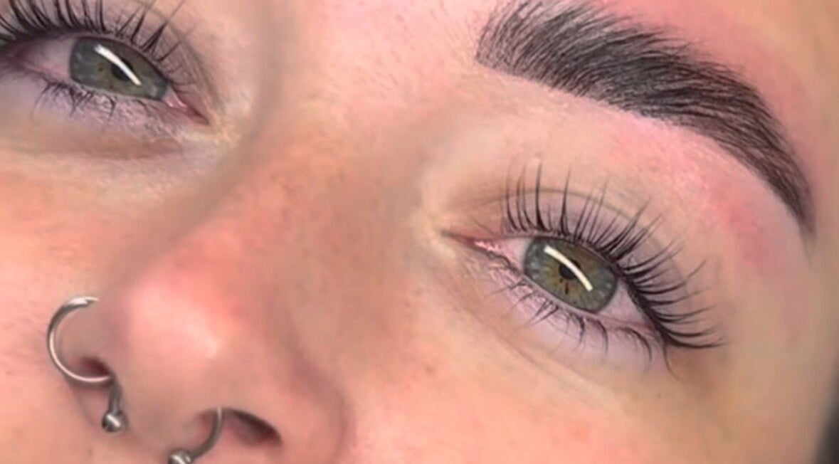 Close-up of elegant lash extensions at GLOW BY COCO in Hindley, England, GB.