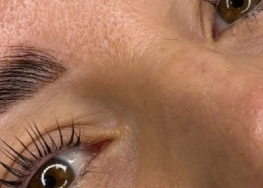 Close-up of eyelash enhancement at GLOW BY COCO, Hindley, England, GB, showcasing meticulous detail.