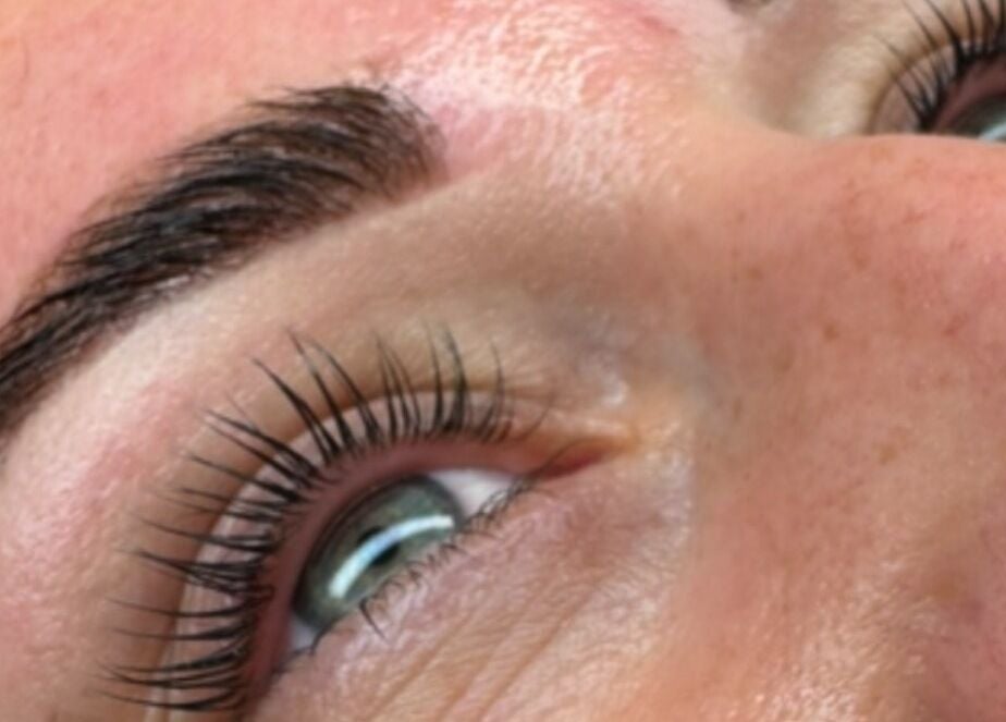 Close-up of perfectly styled eyelashes at GLOW BY COCO, Hindley, England, GB.