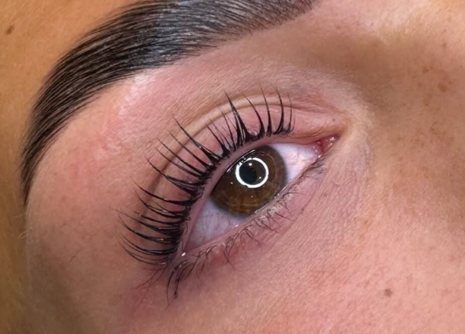Detailed close-up of eyelash extensions at GLOW BY COCO, Hindley, England, GB showcasing expert lash work.