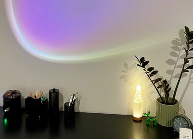 A tranquil space at Beauty By Stella Love, Christchurch, Canterbury Region, NZ with calming lighting and plants.