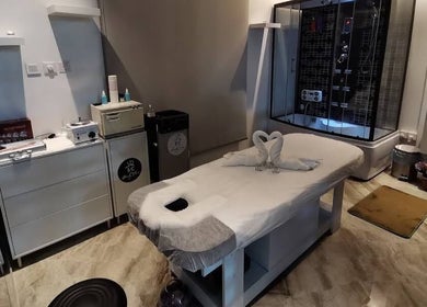 Relaxing spa treatment room at Beauty Care Barber Spa بيوتي كير حلاقة سبا رجالي in Al Khobar, Eastern Province, SA.