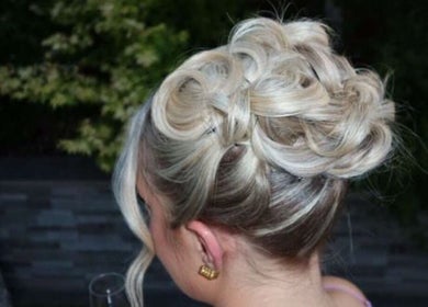 Beautiful blonde updo hairstyle at Bella Vida Hair, Ormskirk, England, GB.