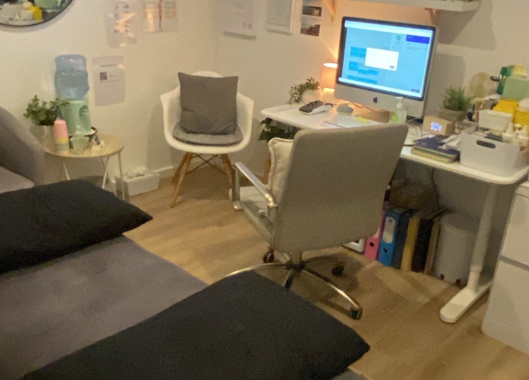 Massage room with desk at Surfcoast Remedial Massage & Myotherapy Torquay in Torquay, Victoria, AU.