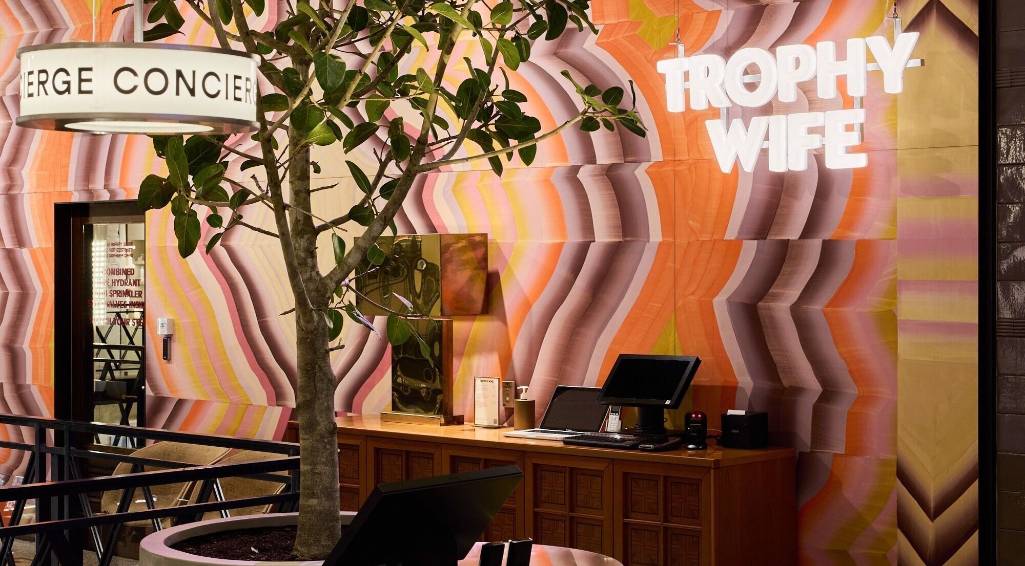 Chic interior at Trophy Wife Nails | Mecca Bourke St CBD featuring vibrant walls. Melbourne, Victoria, AU.
