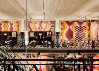 Colorful interior of Trophy Wife Nails | Mecca Bourke St CBD, Melbourne, Victoria, AU with vibrant wall art.