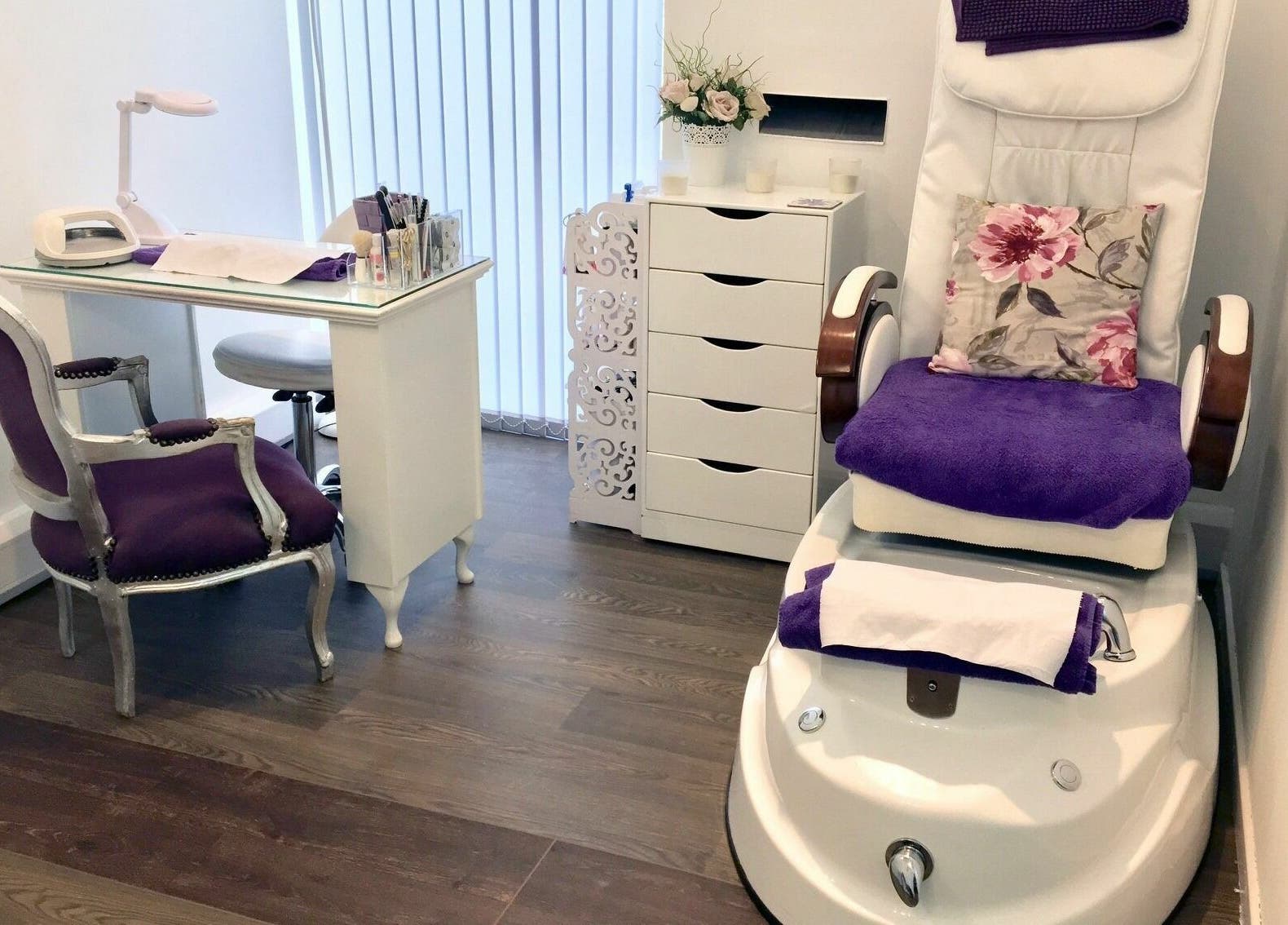Chic nail and pedicure station at Hair, Brackley, England, GB offering luxury beauty services.