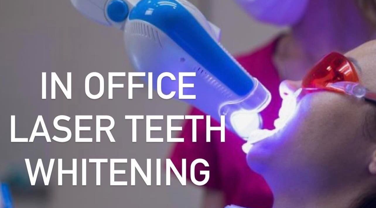 Advanced Smile Lab Cosmetic Teeth Whitening procedure in Taylor, Michigan, US showing laser treatment.