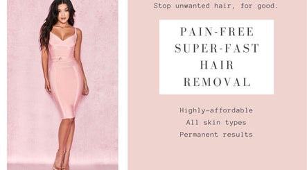 Model promotes painless super-fast hair removal at DCA Laser Hair Removal Clinic, Birmingham, England, GB.